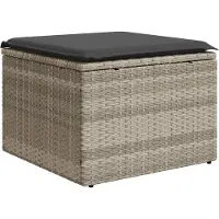vidaXL Tabouret de jardin coussin gris clair 55x55x37cm résine tressée
