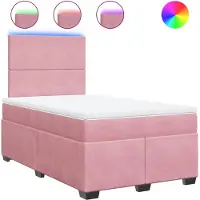 vidaXL Lit boxspring avec matelas rose 120x200 cm velours