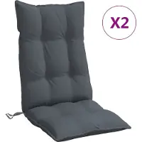 vidaXL Coussins de chaise à dossier haut lot de 2 anthracite