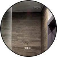 Mirlux Miroir de salle de bain avec éclairage LED et chauffage - Miroir mural rond - Miroir de douche anti-condensation - Noir mat - 100CM