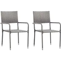 vidaXL Chaises de jardin 2 pcs. empilables Gris Polyrattan