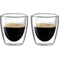 Leonardo Tasse Duo, lot de 2, tasse à thé, tasse à café, double paroi, verre borosilicaté, transparent, 40 ml, 053059