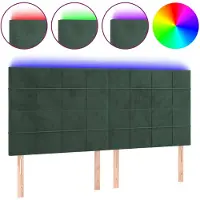 vidaXL Tête de lit LED vert foncé 180x5x118/128 cm velours