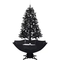 vidaXL Arbre de Noël neigeux avec base de parapluie Noir 170 cm PVC