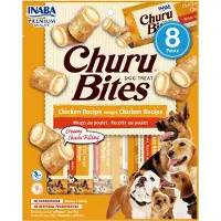 Inaba Churu Bites, Poulet, friandises pour chien sans céréales, croquettes farcies, 12g x 8