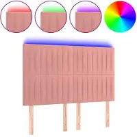 vidaXL Tête de lit LED rose 144x5x118/128 cm velours