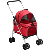 vidaXL Chariot pour chiens Pliable Rouge 76x50x100 cm Tissu Oxford