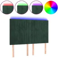 vidaXL Tête de lit LED vert foncé 144x5x118/128 cm velours