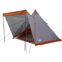 vidaXL Tipi tente familiale 6 personnes Gris et orange Etanche