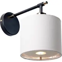 ELSTEAD Applique murale Balance, noir et nickel poli, 1xE27x40W, abat-jour en tissu, dimensions : 23,7x16x26 cm, IP20, Elstead