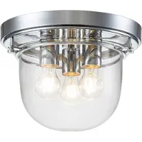Elstead Lighting Plafonnier rond Whistling, chrome poli et verre transparent, 3xE27x40W, dimensions : 23,8x33x33 cm, IP44,