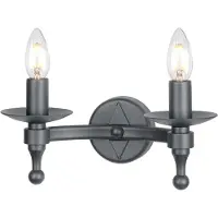 Elstead Lighting Applique murale avec bougeoir Warwick, noir graphite, 2xE14x60W, métal, dimensions : 15x30,5x14 cm, IP20, Elstead