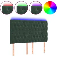 vidaXL Tête de lit LED vert foncé 144x7x118/128 cm velours