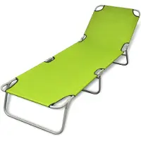 vidaXL Bain de soleil pliable avec dossier réglable Vert pomme