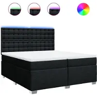 vidaXL Lit boxspring avec matelas noir 200x200 cm tissu