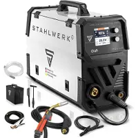 Stahlwerk Poste de soudage MIG/MAG 200 double pulse Pro - avec 200 A, fonction pulse & double pulse, compatible MMA (E-Hand), y compris torche de soudage MIG/MAG AK25/MB25