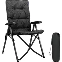TRVLMORE Chaise de camping - Sac de transport inclus - Chaise pliante confortable - Capacité de charge de 150 kg - Chaise de camping - Rangement - Chaise pliante - Noir