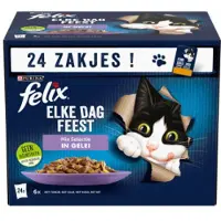 Felix Tendres Effilés Sélection au thon, saumon, bœuf, poulet en gelée pâtée pour chat