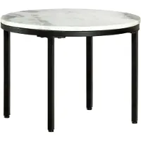 vidaXL Table basse blanche et noire Ø50 cm Véritable marbre