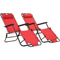vidaXL Bains de soleil pliants 2 pcs. avec repose-pieds Réglable Rouge