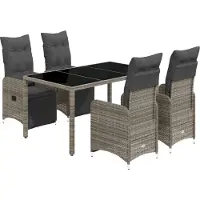 vidaXL Ensemble de jardin bistrot 5 pièces avec coussins Gris Poly rotin