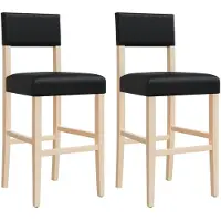 vidaXL Chaises de bar lot de 2 bois massif d'hévéa et similicuir