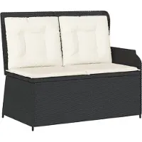 vidaXL Banc de jardin Réglable avec coussins Noir Poly Rattan