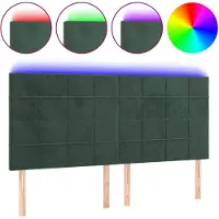 vidaXL Tête de lit LED vert foncé 160x5x118/128 cm velours