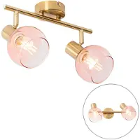 QAZQA Spot encastré intelligent or avec verre rose, comprenant 2 Wifi P45 - Vidro