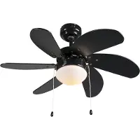 QAZQA Ventilateur de plafond noir avec impression bois 80cm avec cordon de serrage - Fresh