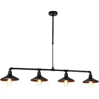 QAZQA Suspension intelligente noire 4 lumières avec WiFi ST64 - Laser