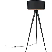 QAZQA Lampadaire intelligent noir avec abat-jour noir, Wifi A60 inclus - Ilse