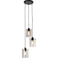 QAZQA Suspension intelligente noire avec verre fumé avec 3 Wifi ST64 - Dome