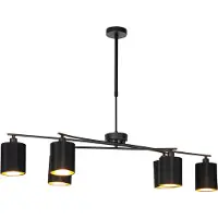QAZQA Suspension intelligente noire réglable avec 6 LED Wifi B35 - Lofty