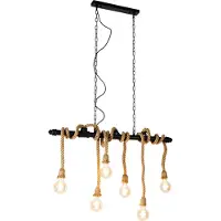 QAZQA Suspension intelligente noire 6 lumières avec Wifi G95 - Plural