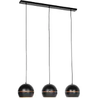 QAZQA Suspension intelligente noire avec intérieur doré 3 lumières avec Wifi ST64 - Buell