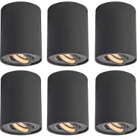 QAZQA Ensemble de 6 spots intelligents gris foncé avec WiFi GU10 - Rondoo up