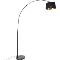 QAZQA Lampe d'arche intelligente noire avec or, Wifi A60 inclus - Arc Basic