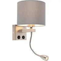 QAZQA Applique murale intelligente en acier avec abat-jour gris, y compris Wifi A60 - Brescia