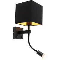 QAZQA Applique murale intelligente noire avec USB, Wifi A60 et GU10 - Zeno