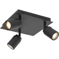 QAZQA Spot de salle de bain intelligent noir carré IP44 avec 3 GU10 Wifi - Ducha