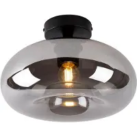 QAZQA Plafonnier intelligent noir avec verre fumé, Wifi inclus P45 - Busa