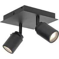 QAZQA Spot de salle de bain intelligent carré noir IP44 avec 2 GU10 Wifi - Ducha