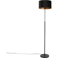QAZQA Lampadaire intelligent noir avec abat-jour en velours noir 35 cm avec Wifi A60 - Parte