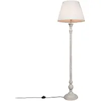 QAZQA Lampadaire intelligent gris avec abat-jour plissé blanc, Wifi A60 inclus - Classico