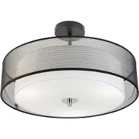 QAZQA Plafonnier intelligent noir avec blanc 50 cm avec 3 Wifi A60 - Drum Duo