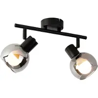 QAZQA Plafonnier intelligent noir avec verre fumé incl. 2 Wifi P45 - Vidro