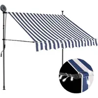 vidaXL Store rétractable manuel avec LED 150 cm bleu et blanc