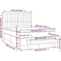 vidaXL Lit boxspring avec matelas Crème 140x190 cm Tissu