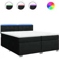 vidaXL Lit boxspring avec matelas noir 200x200 cm tissu